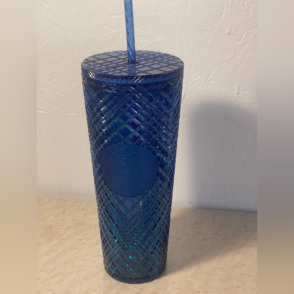 Starbucks Azure Blue Iridescent Jeweled Tumbler Holiday 2022